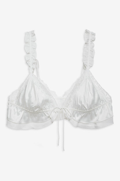 Butterfly Lace Ruffle Bralette - White | For Love and Lemons