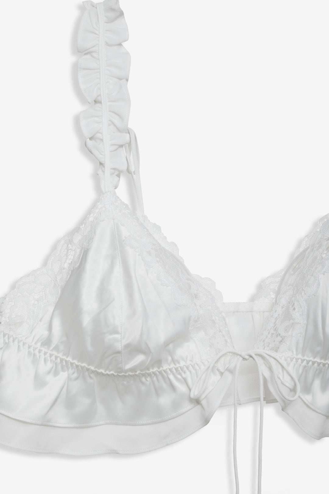 Butterfly Lace Ruffle Bralette - White | For Love and Lemons