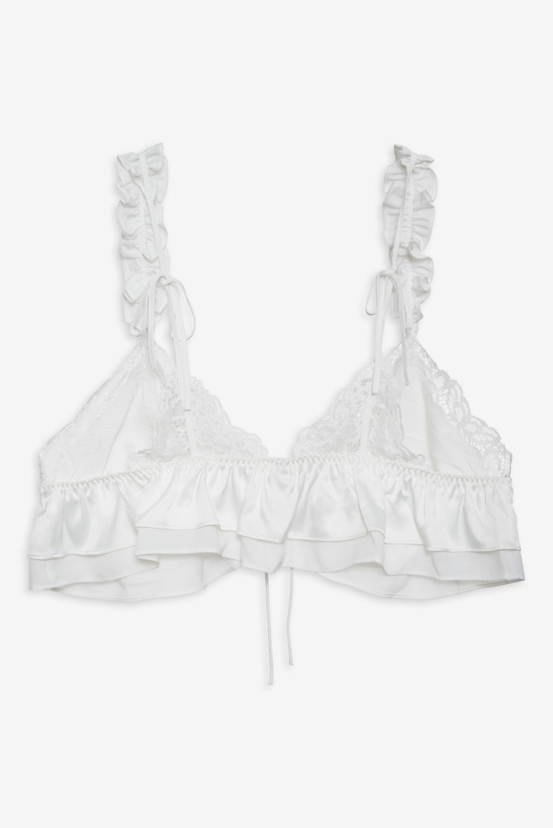 Butterfly Lace Ruffle Bralette - White | For Love and Lemons