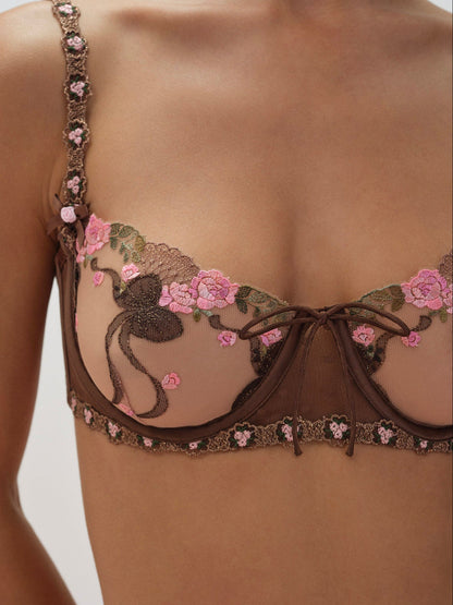 Runaway Bows Underwire Bra - Brown | For Love and Lemons