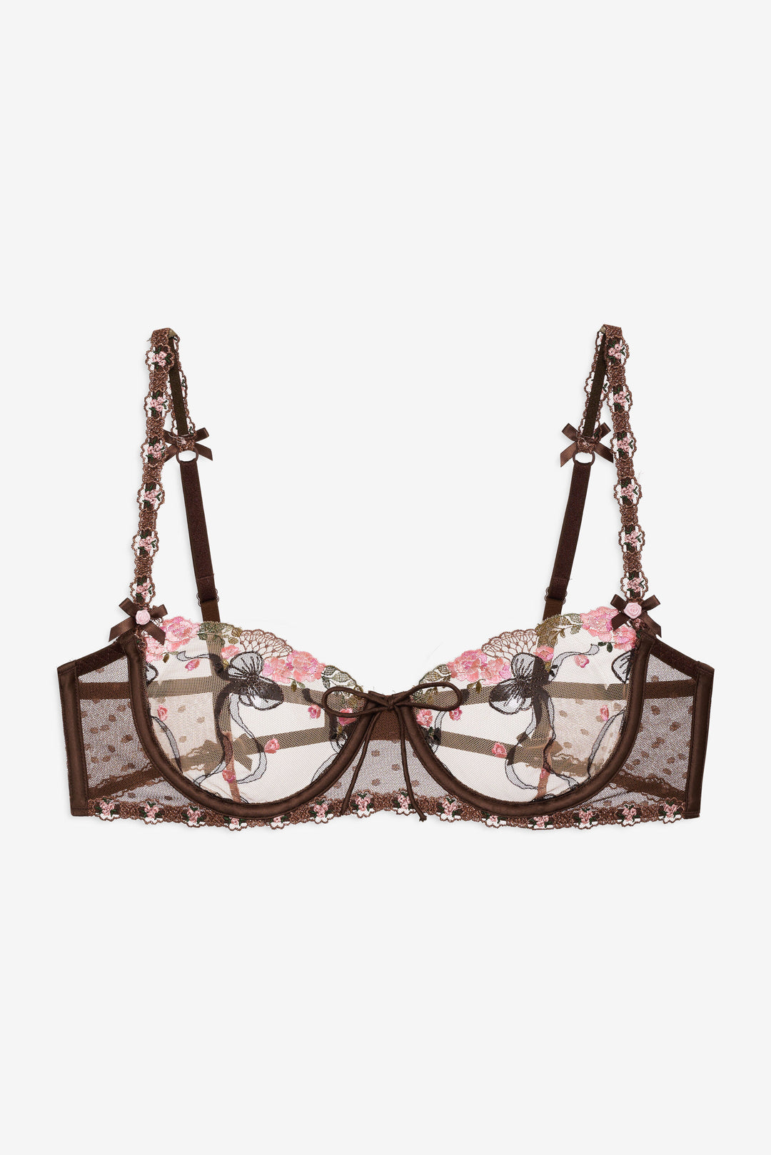 Runaway Bows Underwire Bra - Brown | For Love and Lemons