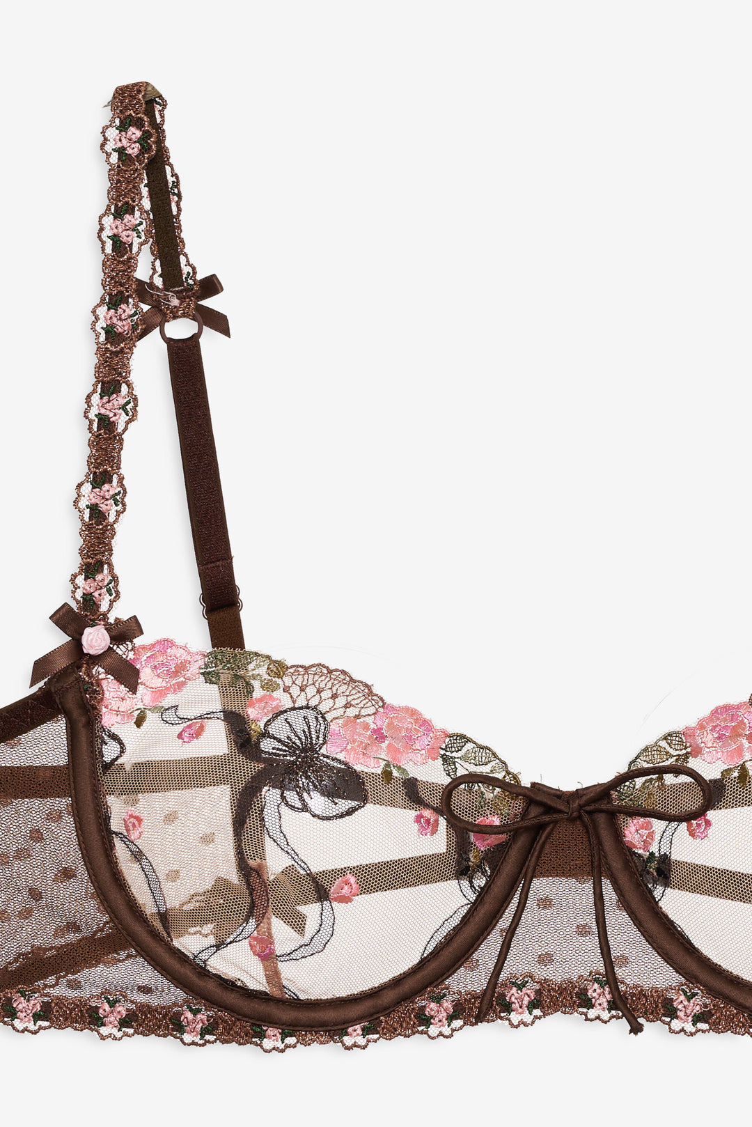 Runaway Bows Underwire Bra - Brown | For Love and Lemons