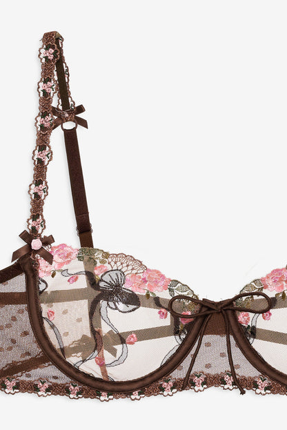 Runaway Bows Underwire Bra - Brown | For Love and Lemons