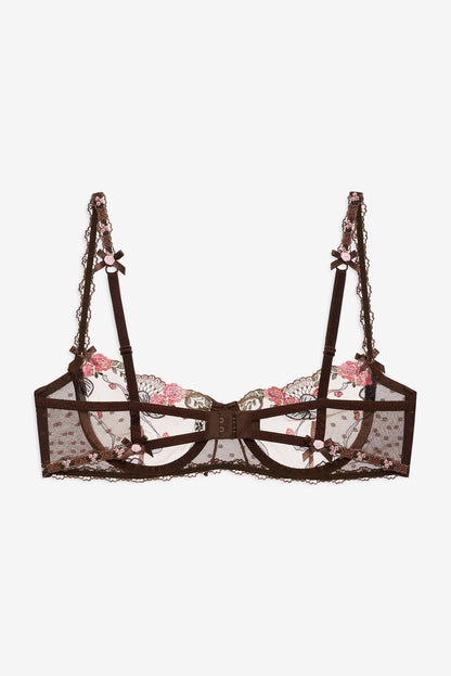 Runaway Bows Underwire Bra - Brown | For Love and Lemons