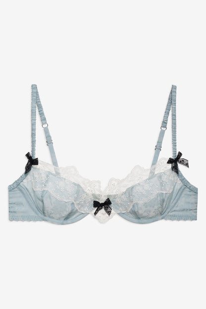 Bluebird Jacquard Underwire Bra - Dusty Blue | For Love and Lemons