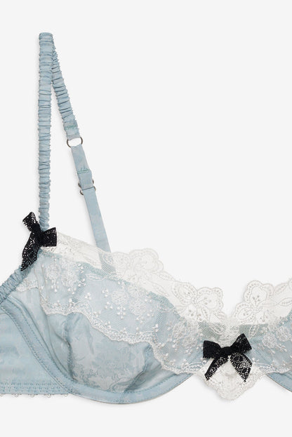 Bluebird Jacquard Underwire Bra - Dusty Blue | For Love and Lemons