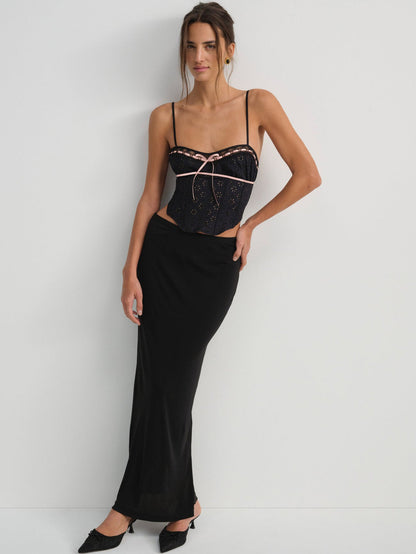 Elena Eyelet Bustier - Black | For Love and Lemons