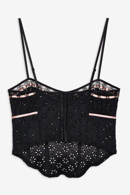 Elena Eyelet Bustier - Black | For Love and Lemons