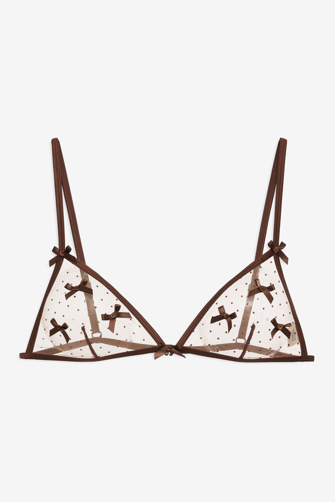 Flock Dot Bows Triangle Bralette - Brown | For Love and Lemons