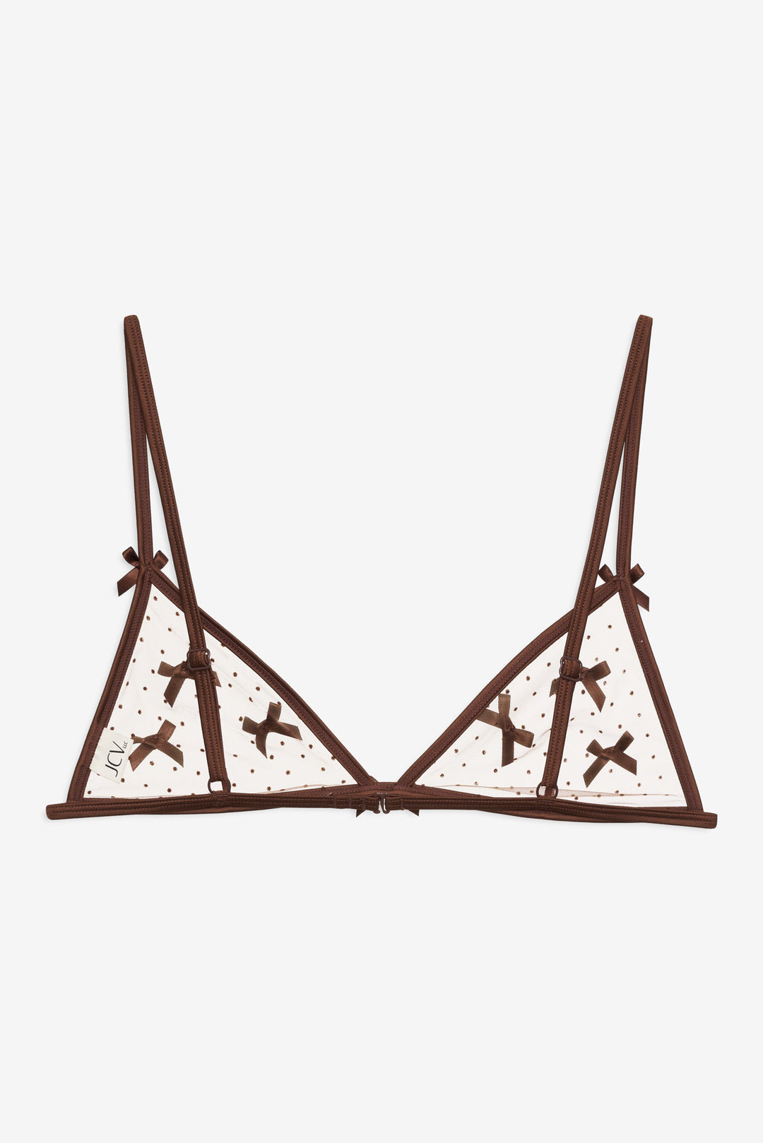 Flock Dot Bows Triangle Bralette - Brown | For Love and Lemons
