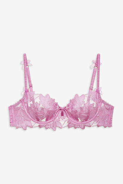 Maye Embroidered Underwire Bra - Pink | For Love and Lemons
