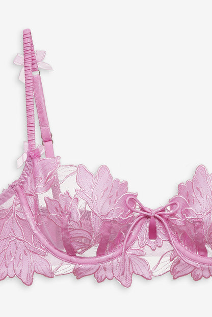 Maye Embroidered Underwire Bra - Pink | For Love and Lemons