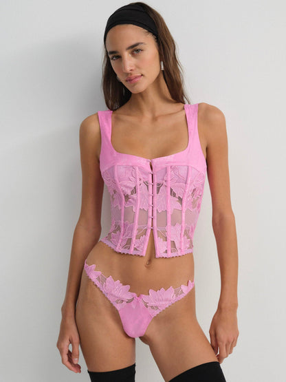 Maye Embroidered Bustier - Pink | For Love and Lemons