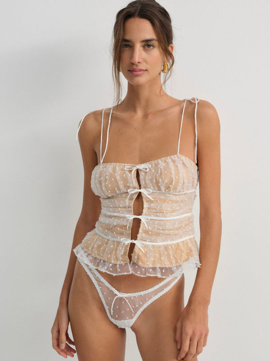 Devon Dot Bustier - White | For Love and Lemons