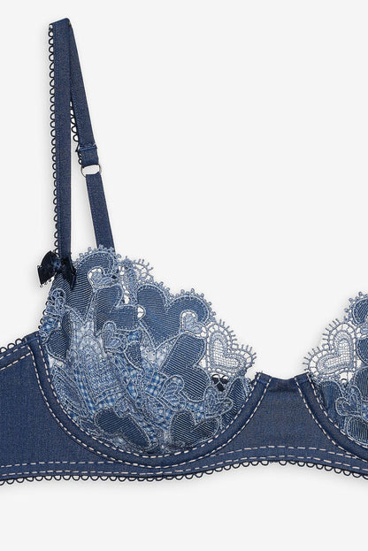 Denim Hearts Underwire Bra - Blue | For Love and Lemons