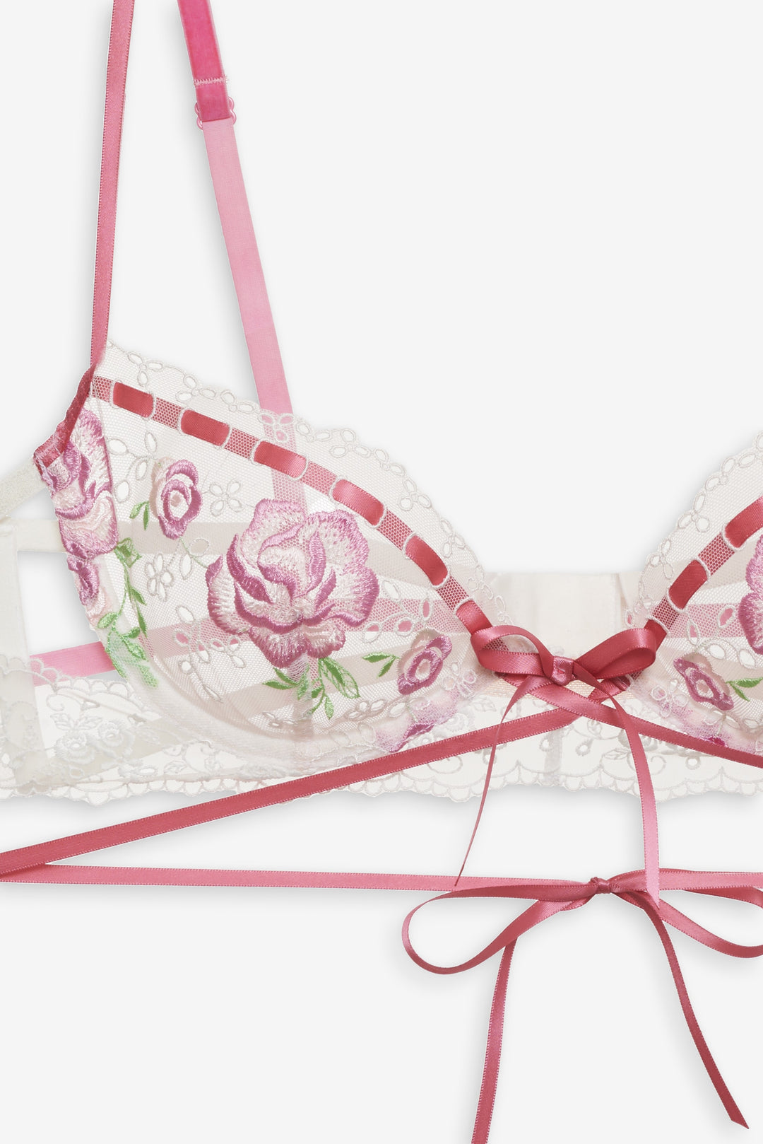 Rose Milk Eyelet Underwire Bra - Pink | For Love and Lemons
