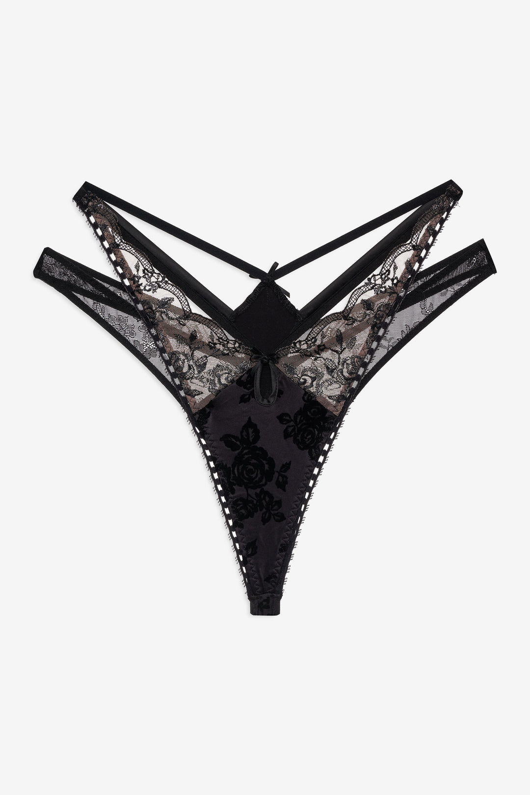 Sonia Double Layer Thong Panty - Black | For Love and Lemons