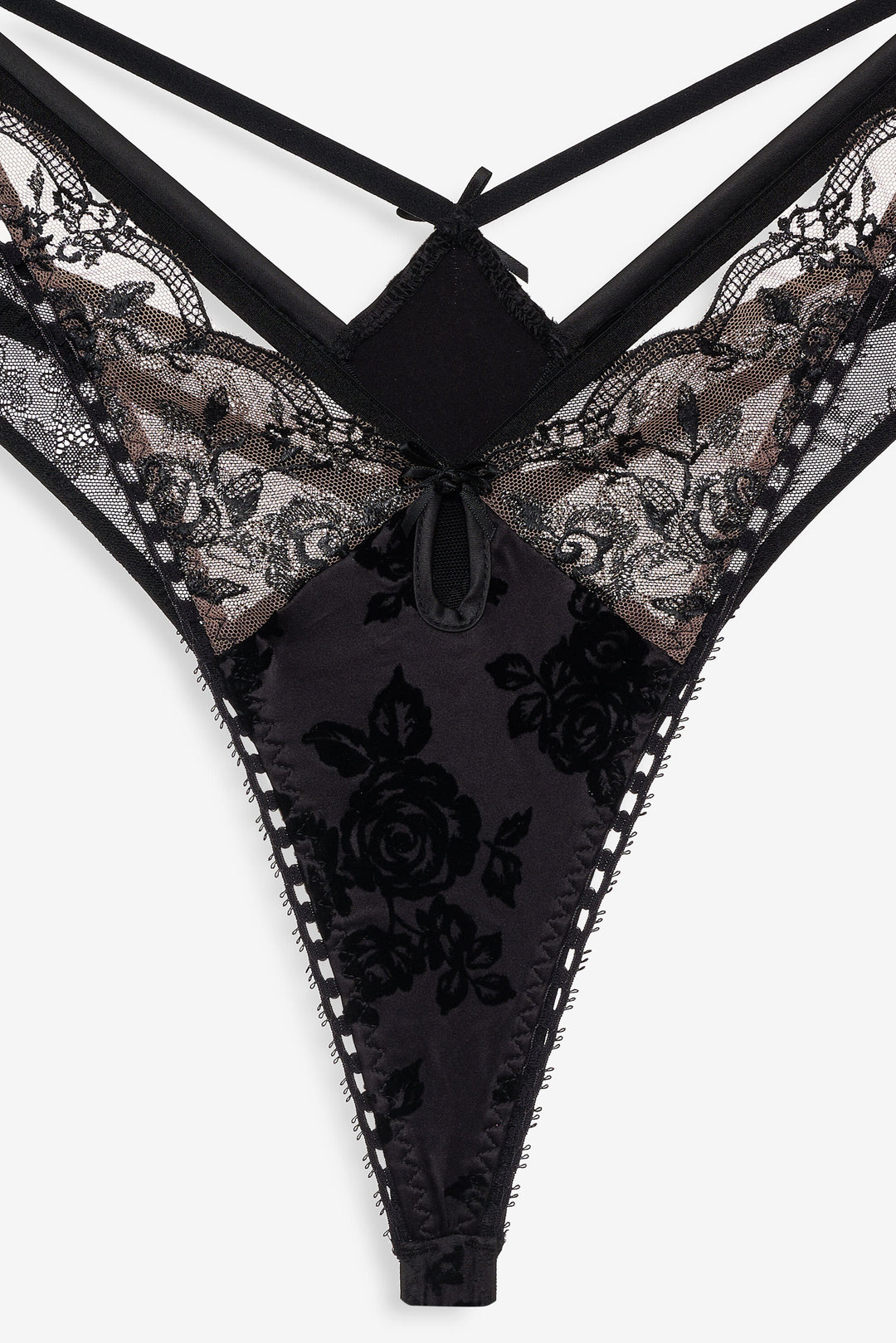 Sonia Double Layer Thong Panty - Black | For Love and Lemons