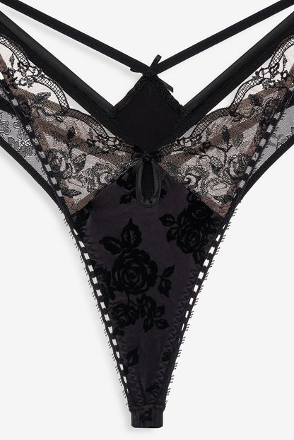 Sonia Double Layer Thong Panty - Black | For Love and Lemons