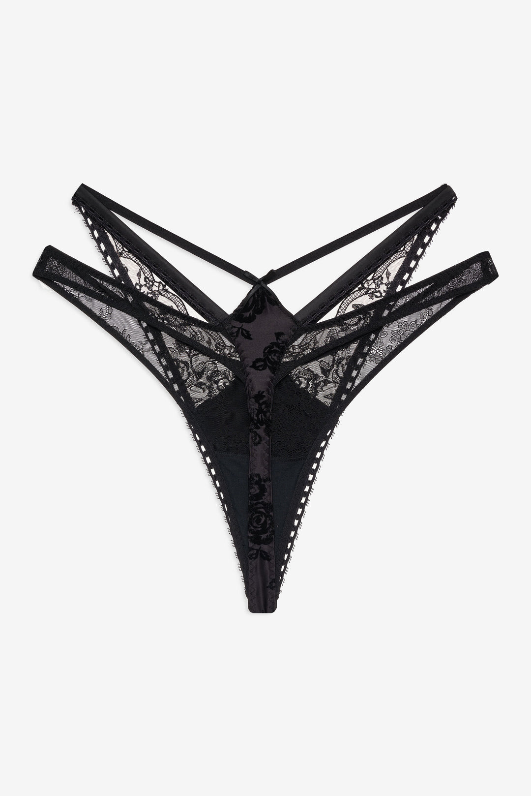 Sonia Double Layer Thong Panty - Black | For Love and Lemons
