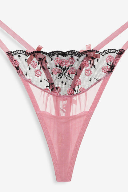 Rose Cluster Thong Panty - Pink | For Love and Lemons