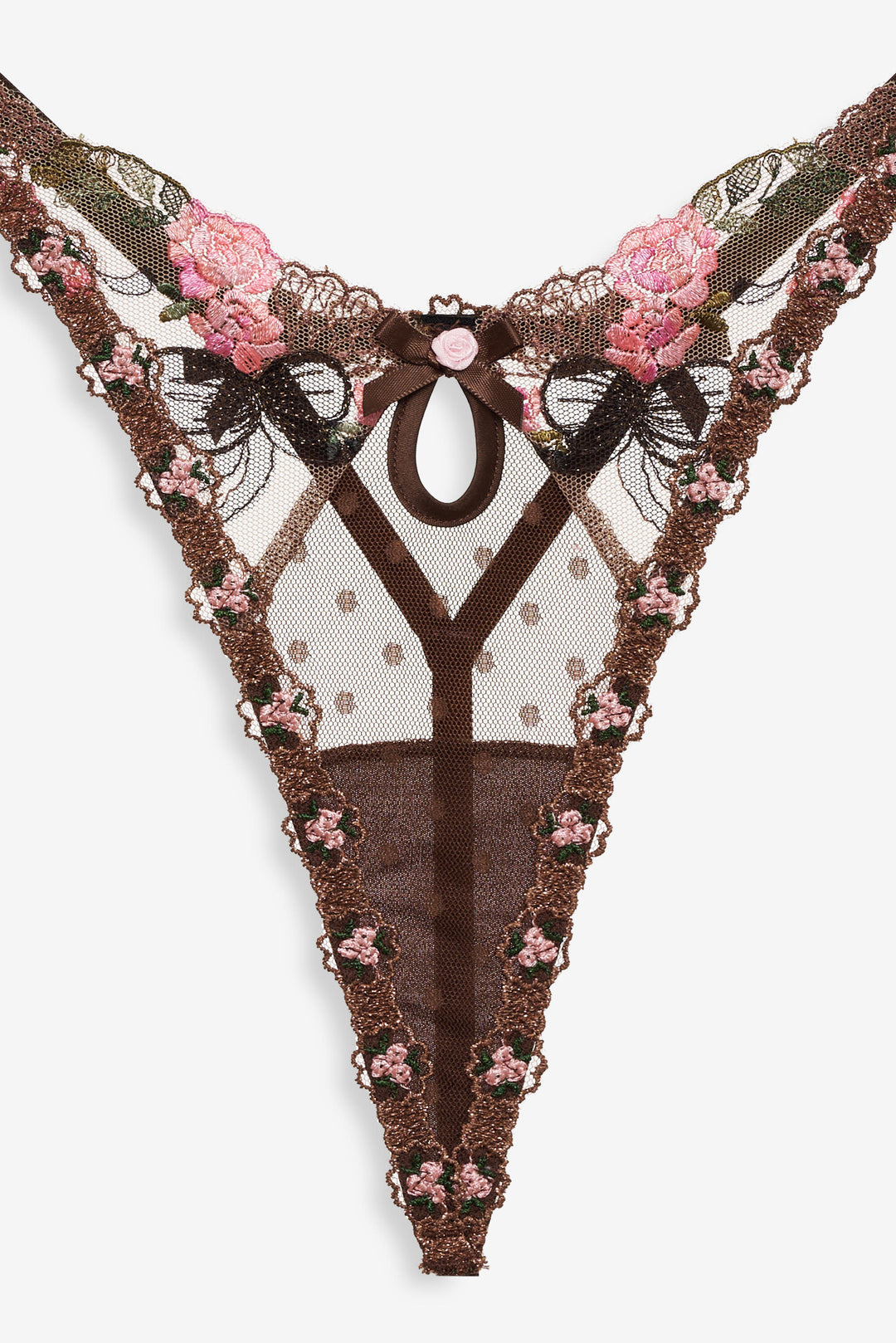 Runaway Bows Thong Panty - Brown | For Love and Lemons