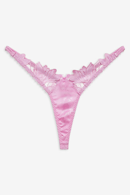 Maye Embroidered Thong Panty - Pink | For Love and Lemons