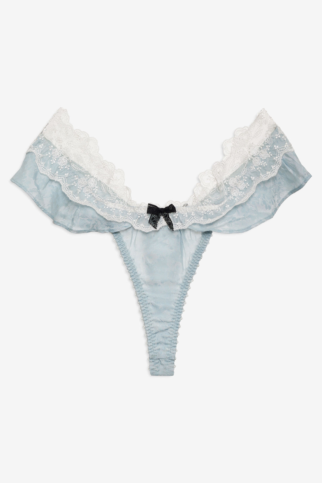 Bluebird Jacquard Thong Panty - Dusty Blue | For Love and Lemons