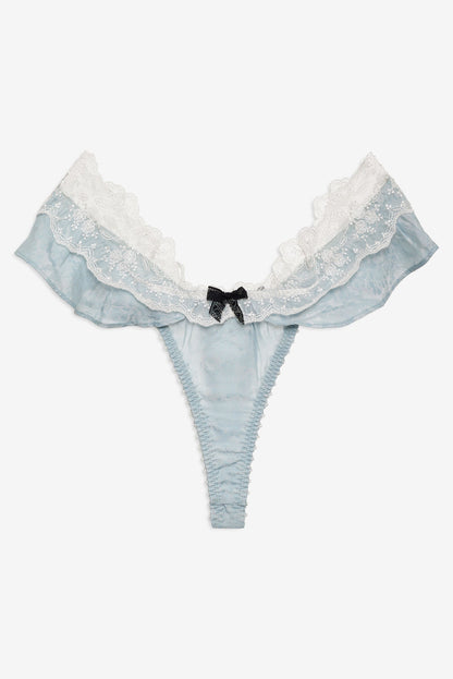 Bluebird Jacquard Thong Panty - Dusty Blue | For Love and Lemons