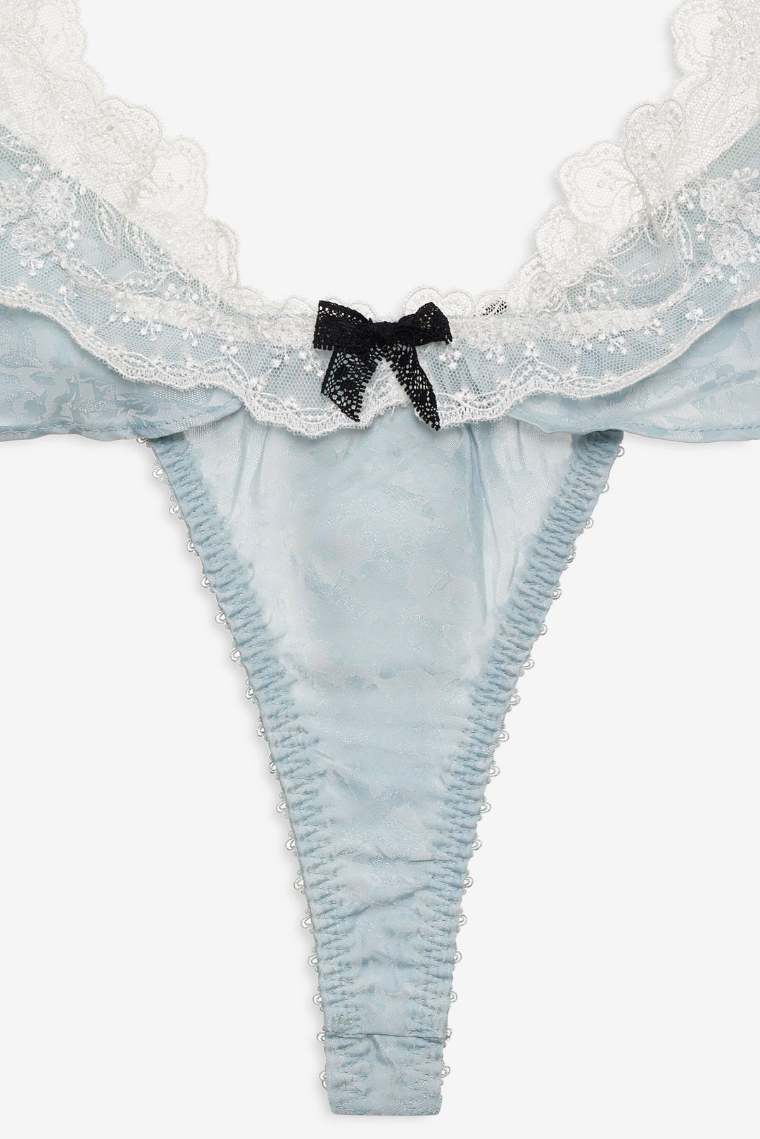 Bluebird Jacquard Thong Panty - Dusty Blue | For Love and Lemons