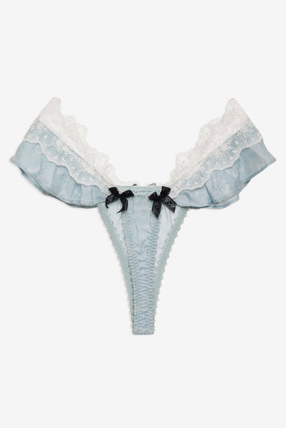 Bluebird Jacquard Thong Panty - Dusty Blue | For Love and Lemons