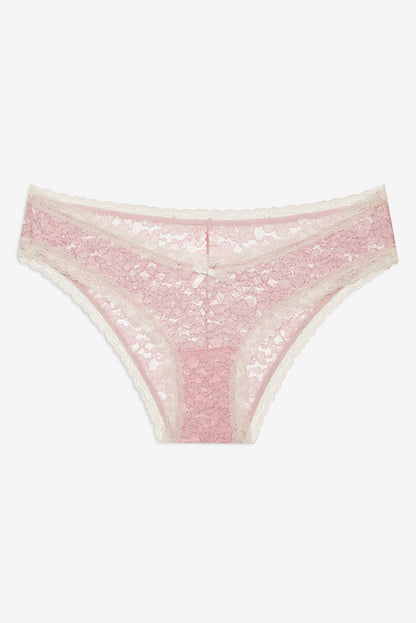 Pamela Stretch Lace Cheeky Panty - Pink | For Love and Lemons
