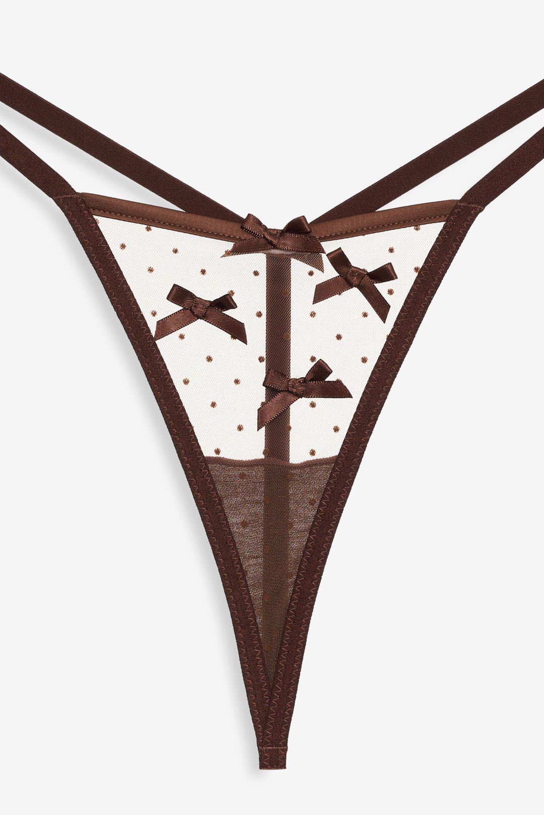 Flock Dot Bows G-String Panty - Brown | For Love and Lemons