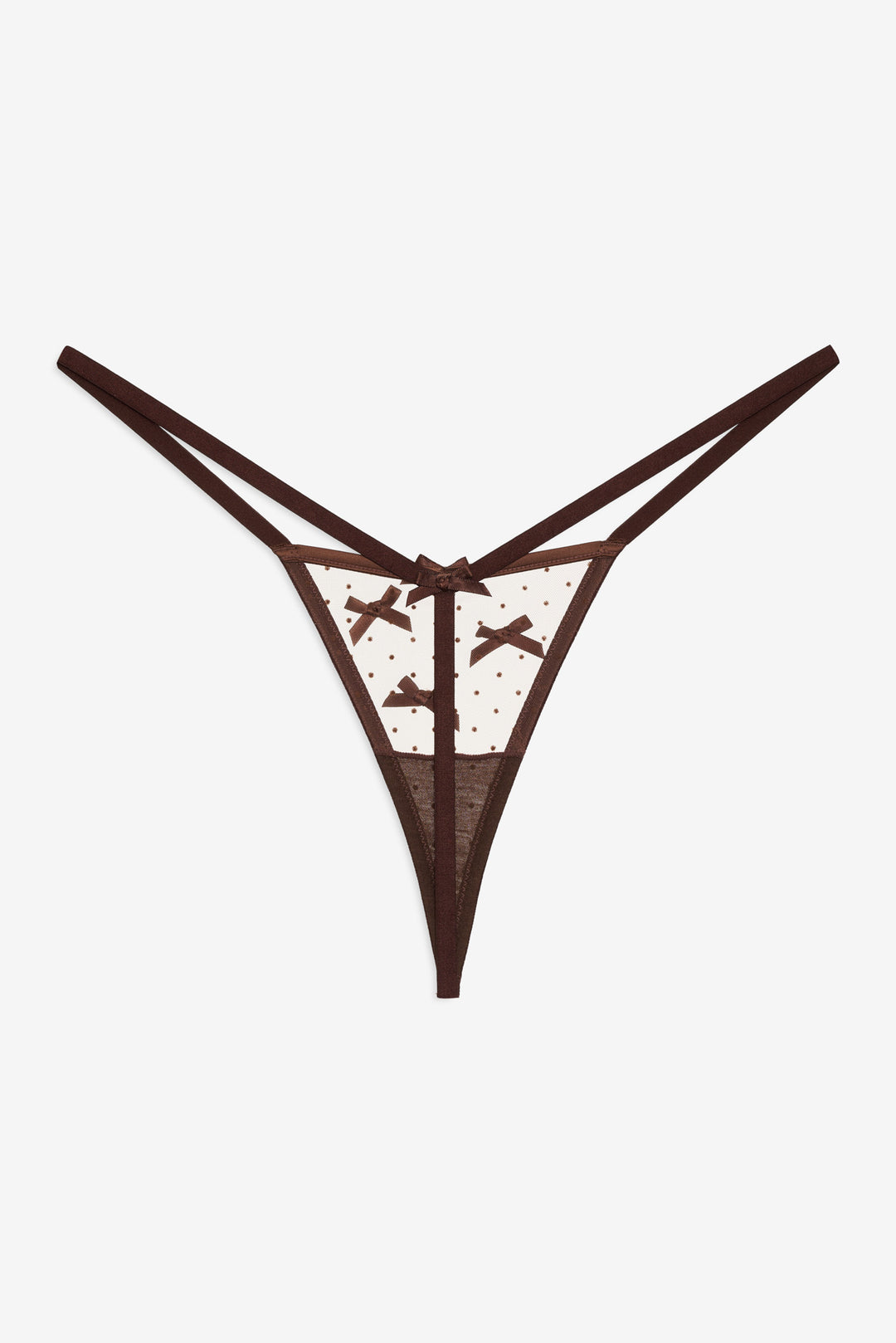 Flock Dot Bows G-String Panty - Brown | For Love and Lemons