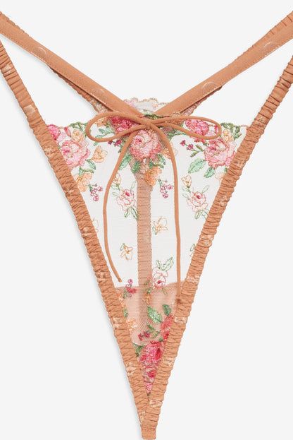 Glimmer Rosebud Thong Panty - Terracotta | For Love and Lemons