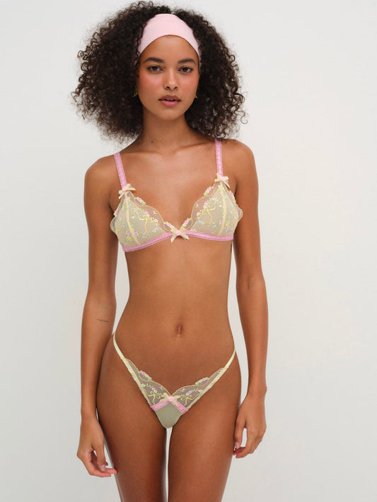 Sunny Bouquet Thong Panty - Multi Yellow | For Love and Lemons
