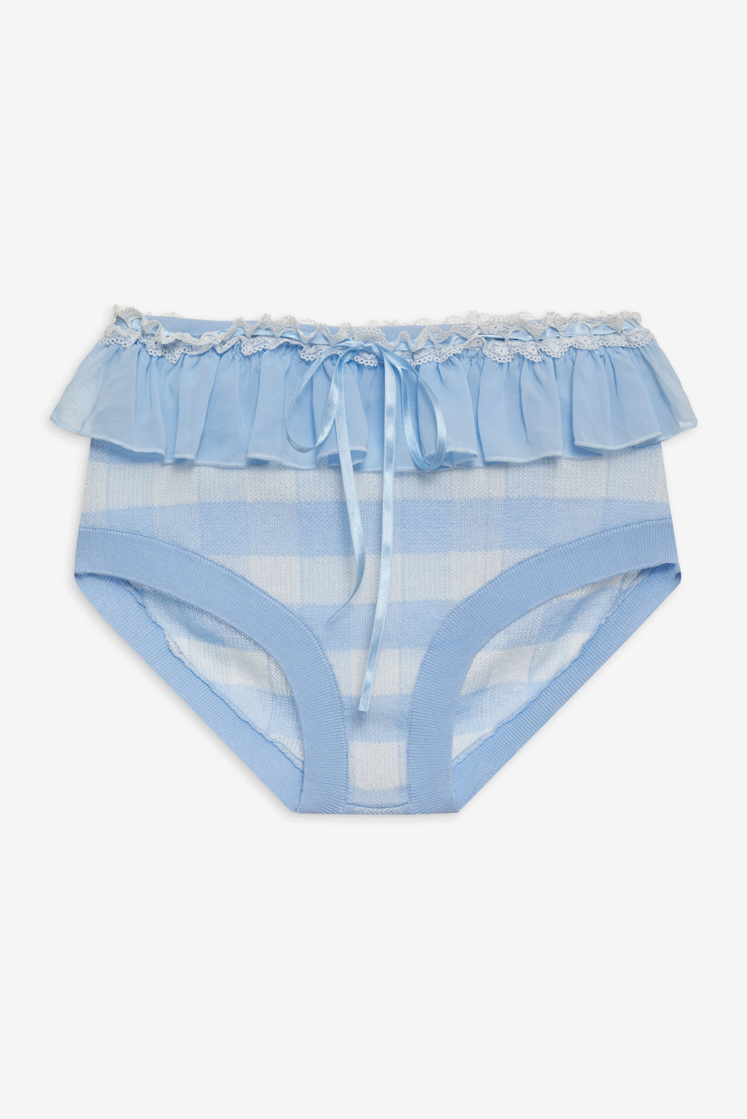 Brushed Gingham Knit Panty - Blue | For Love and Lemons
