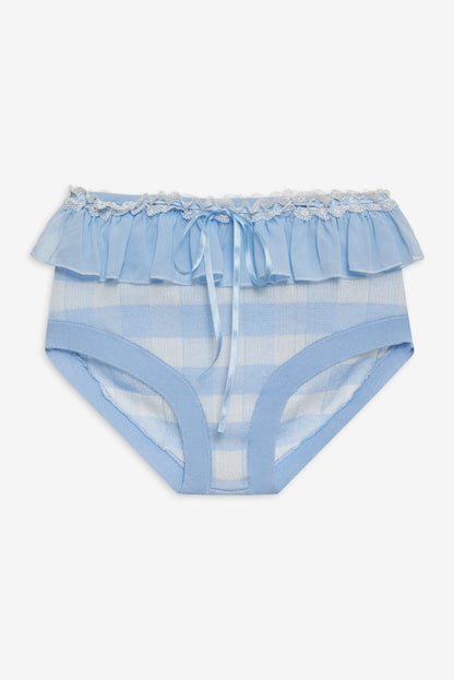 Brushed Gingham Knit Panty - Blue | For Love and Lemons