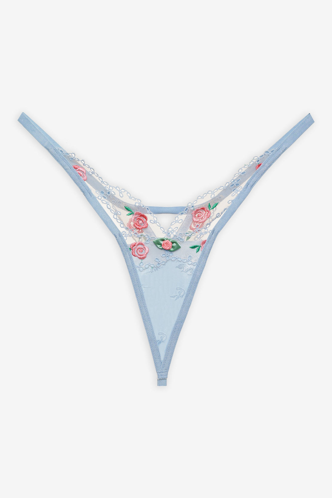 Vintage Rose Eyelet Thong Panty - Blue | For Love and Lemons
