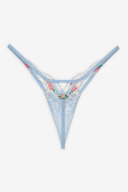 Vintage Rose Eyelet Thong Panty - Blue | For Love and Lemons