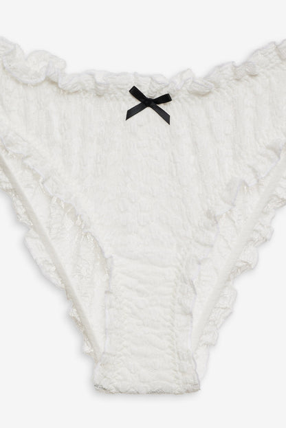 Sally Stretch Lace Cheeky Panty - White | For Love and Lemons