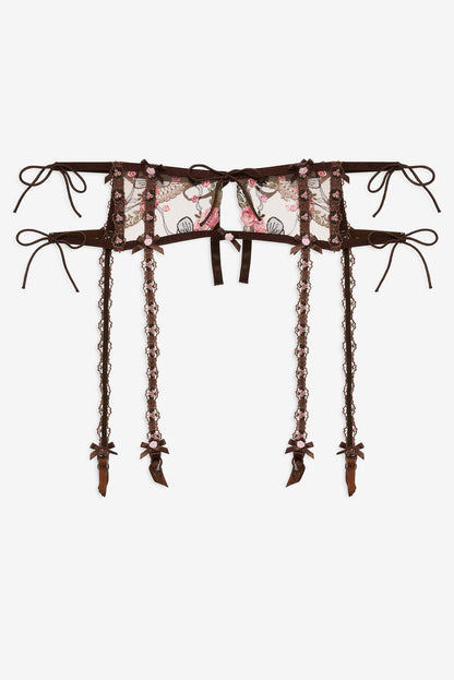 Runaway Bows Garter Belt - Brown | For Love and Lemons