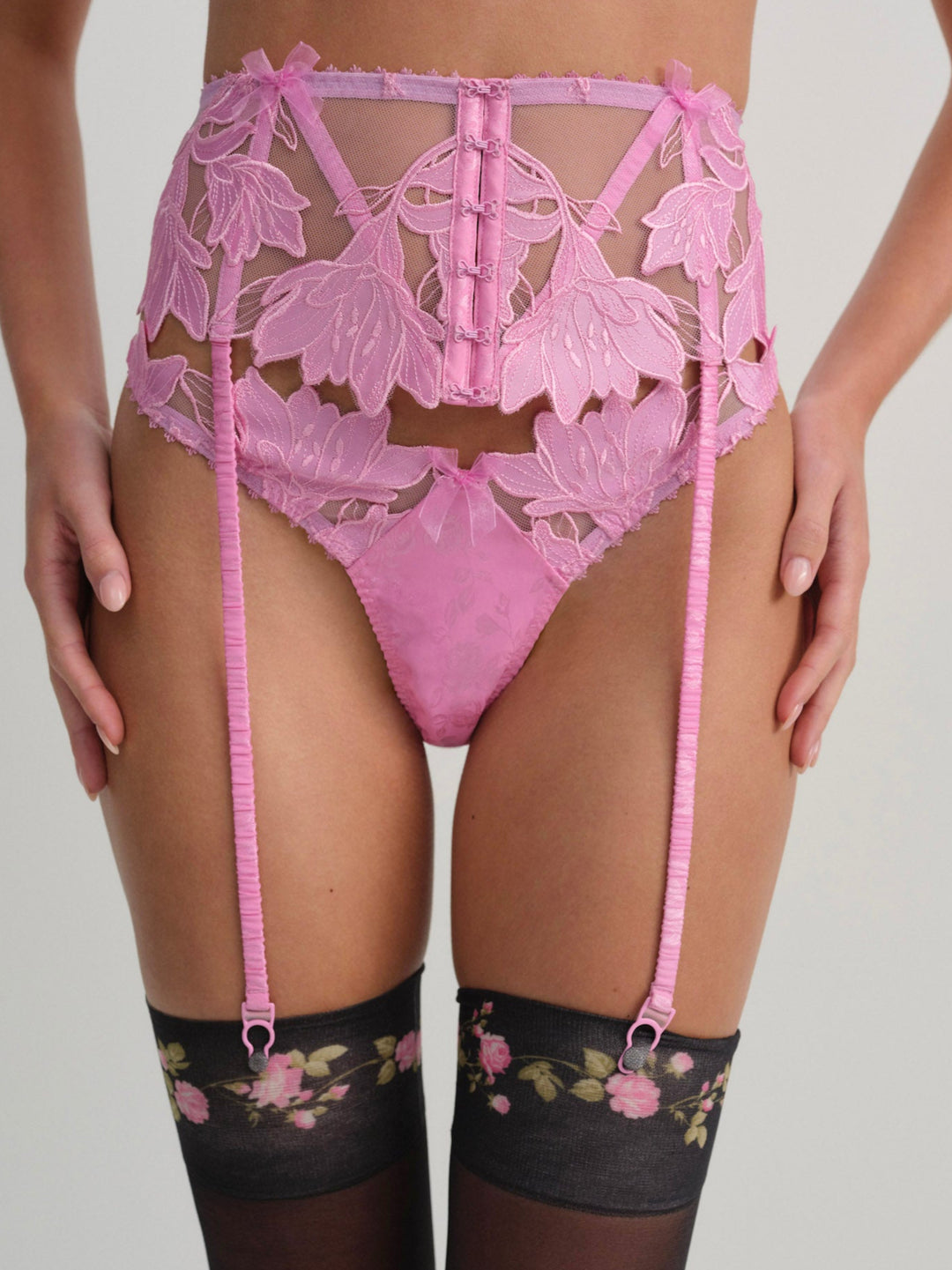 Maye Embroidered Garter Belt - Pink | For Love and Lemons