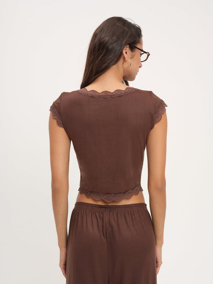 Elliana Sleep Top - Chocolate | For Love and Lemons