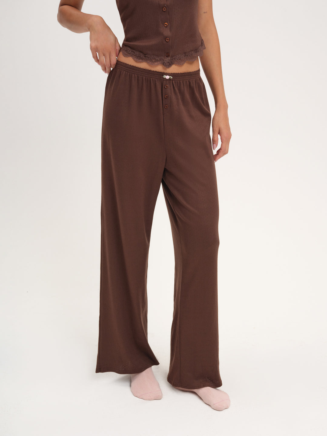 Elliana Wide Leg Pant - Chocolate | For Love and Lemons