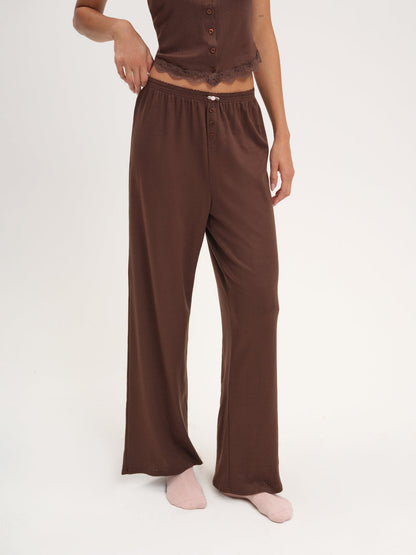 Elliana Wide Leg Pant - Chocolate | For Love and Lemons