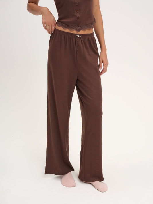 Elliana Wide Leg Pant - Chocolate | For Love and Lemons