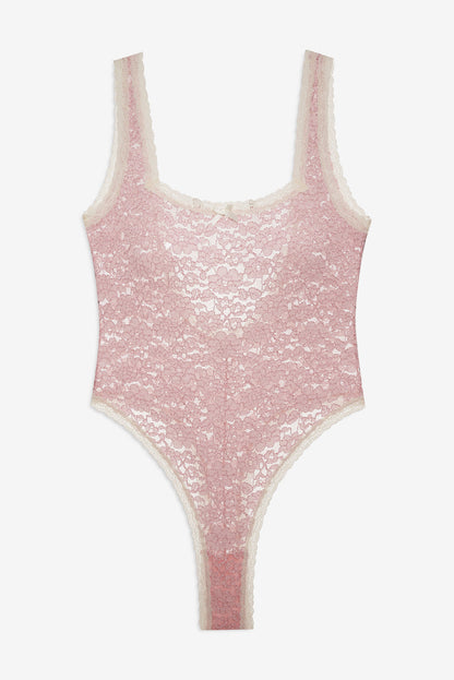 Pamela Stretch Lace Bodysuit - Pink | For Love and Lemons