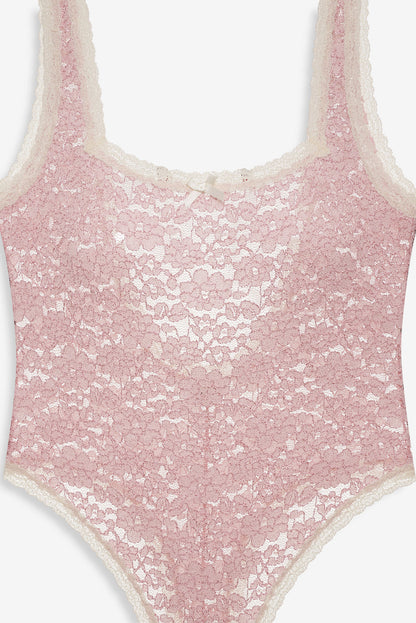 Pamela Stretch Lace Bodysuit - Pink | For Love and Lemons