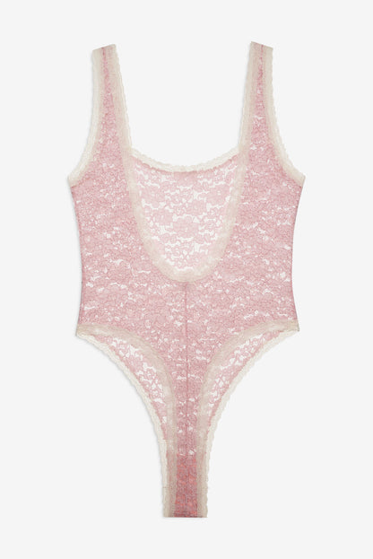 Pamela Stretch Lace Bodysuit - Pink | For Love and Lemons